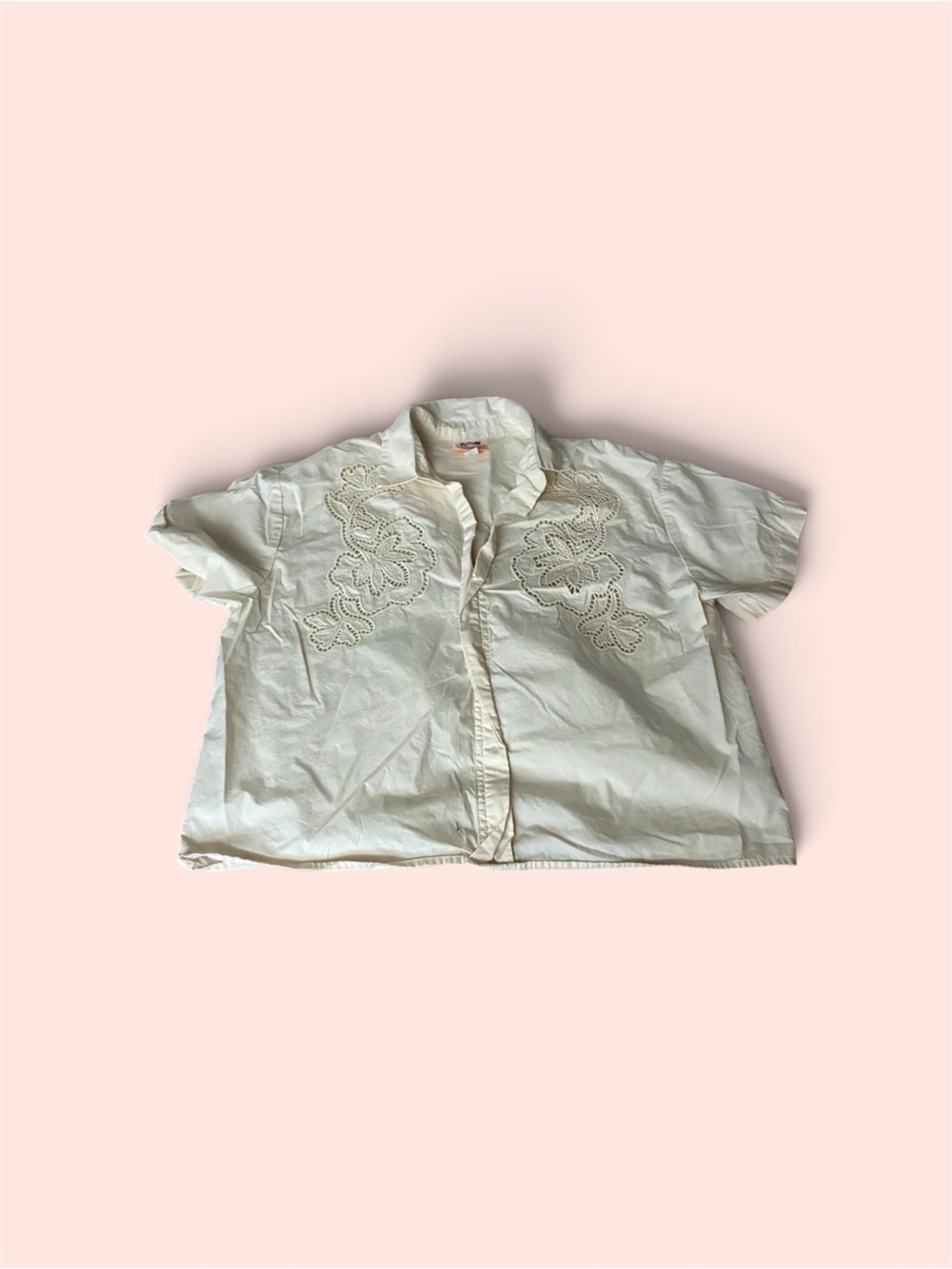 Future Collective Cream Embroidered Short-Sleeve Shirt